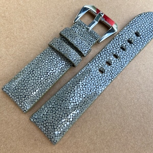 Gray Genuine Stingray leather watch strap band, leather watch strap, handmade watch strap band 26mm 24mm 22mm 21mm 20mm 19mm 18mm 16mm 14mm