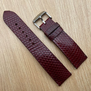 Dark Red Genuine Lizard Leather Watch Strap Band, Leather Watch Strap, Handmade Watch Strap Band 26mm 24mm 22mm 21mm 20mm 19mm 18mm 16mm