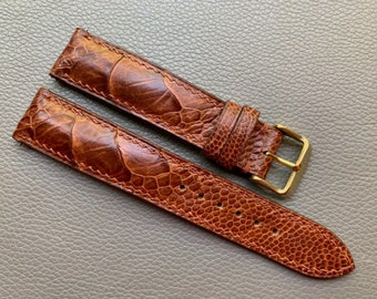 Brown Genuine Leg Ostrich Leather Watch Strap Band, Leather Watch strap, Handmade Watch Strap Band 26mm 24mm 22mm 21mm 20mm 19mm 18mm