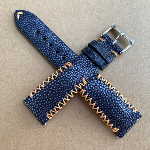 BRACELET 18mm DE MONTRES VINTAGES EN CUIR ITALIEN AUTHENTIQUE COULEUR Noir Charbon