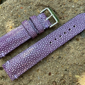 Purple Real stingray leather watch strap band, leather watch strap, handmade watch strap band 26mm 24mm 22mm 21mm 20mm 19mm 18mm 16mm 14mm