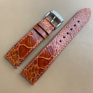 Brown Genuine Ostrich leather watch strap band, leather watch strap, handmade watch strap band 26mm 24mm 22mm 21mm 20mm 19mm 18mm 16mm 14mm