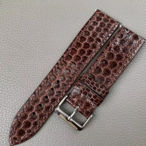 Brunt klockarmband i äkta ormskinnsläder, läderarmband, handgjort klockarmband 26 mm 24 mm 23 mm 22 mm 21 mm 20 mm 19 mm 18 mm 16