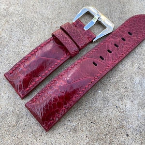 Burgundy Genuine Ostrich leather watch strap band, leather watch strap, handmade watch strap band 26mm 24mm 22mm 21mm 20mm 19mm 18mm 16mm