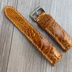 Yellow Cow Genuine Ostrich leather watch strap band, leather watch strap, handmade watch strap band 26mm 24mm 22mm 21mm 20mm 19mm 18mm 16mm