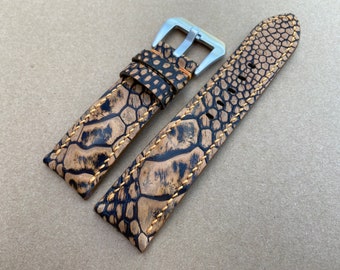 Brown Genuine Ostrich leather watch strap band, leather watch strap, handmade watch strap band 26mm 24mm 22mm 21mm 20mm 19mm 18mm 16mm 14mm