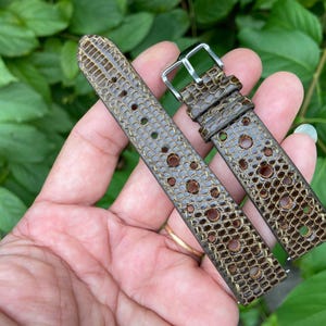 Kaki color Genuine lizard leather watch strap band, leather watch strap, handmade watch strap band 26mm 24mm 22mm 21mm 20mm...14mm