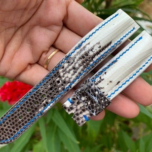 White Black Genuine lizard leather watch strap band, leather watch strap, handmade watch strap band 26mm 24mm 22mm 21mm 20mm 19mm 18mm 16mm
