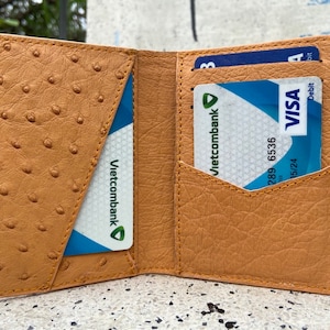 Oranje echt been struisvogel huid credit cardhouder, portemonnee voor mannen, cadeau voor hem, lederen struisvogel cardcases, lederen struisvogel kaart cover