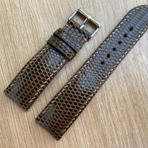 Kaki color Genuine lizard leather watch strap band, leather watch strap, handmade watch strap band 26mm 24mm 22mm 21mm 20mm...14mm