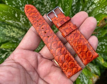 Orange Echt Karpfenleder Uhrenarmband Band, Uhrenarmband Lederband Uhrarmband Band 26 mm 24 mm 23 mm 22 mm 21 mm 20 mm 19 mm 18 mm 16 mm