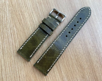 Moss Green Genuine Snake correa de reloj de cuero, correa de reloj de cuero, correa de reloj hecha a mano 26mm 24mm 23mm 22mm 21mm 20mm 19mm 18mm