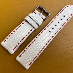White Genuine lizard leather watch strap band, leather watch strap, handmade watch strap band 26mm 24mm 22mm 21mm 20mm... 16mm