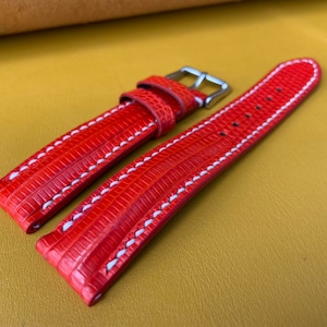 Red Genuine lizard leather watch strap band, leather watch strap, handmade watch strap band 26mm 24mm 22mm 21mm 20mm 19mm 18mm 16mm 14mm