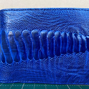 Blue GENUINE ostrich leather skin wallet for men, handmade leather wallet, gift for him, men wallet