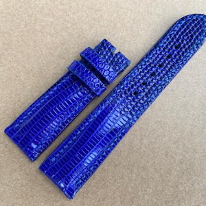 Blue Genuine lizard leather watch strap band, leather watch strap, handmade watch strap band 26mm 24mm 22mm 21mm 20mm 19mm 18mm 16mm 14mm