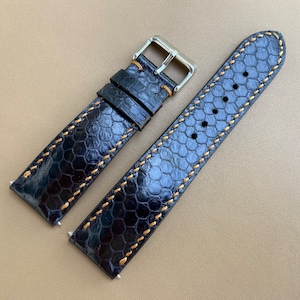 Black Genuine Snake leather watch strap band, leather watch strap, handmade watch strap band 26mm 24mm 23mm 22mm 21mm 20mm 19mm 18mm 16mm