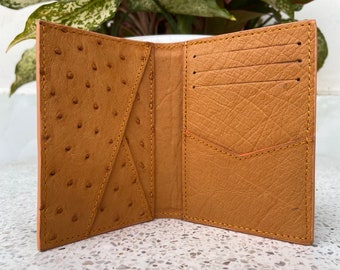 Orange Genuine Leg Ostrich skin credit Cardholder, billetera para hombres, regalo para él, estuches de cuero para avestruces, cubierta de cuero para tarjetas de avestruz