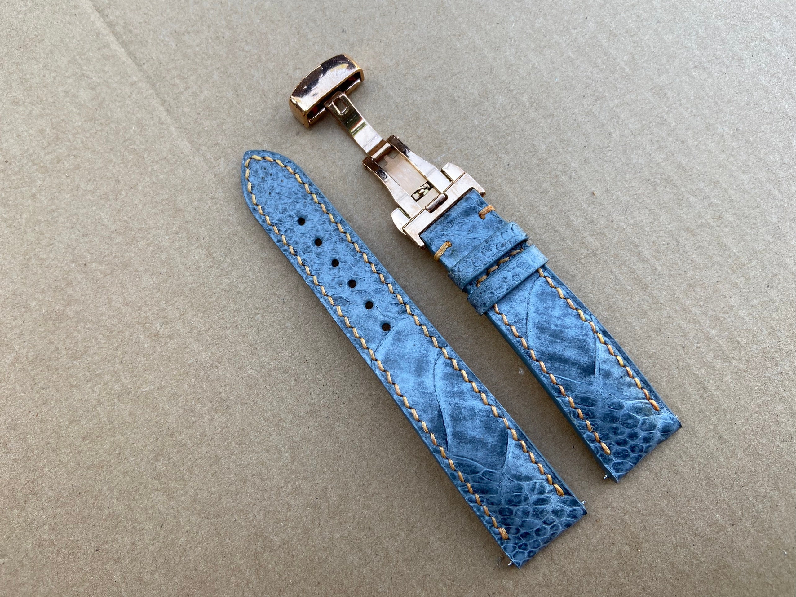 Bracelet de montre 20 mm / 16 mm Rios1931 en cuir de vachette épais, style militaire aviateur