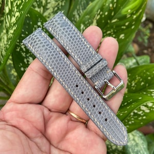 Bande de bracelet de montre en cuir véritable lézard gris, bracelet de montre en cuir, bande de bracelet de montre faite à la main 26mm 24mm 23mm 22mm 21mm 20mm 19mm 18mm 16mm