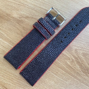 Black Genuine Stingray leather watch strap band, leather watch strap, handmade watch strap band 26mm 24mm 22mm 21mm 20mm 19mm 18mm 16mm 14mm