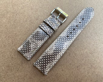 Gray Snake leather watch strap band, leather watch strap, handmade watch strap band 26mm 24mm 23mm 22mm 21mm 20mm 19mm 18mm 16mm 14mm