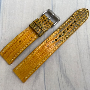 Bracelet de montre en cuir de lézard véritable jaune, bracelet de montre en cuir, bracelet de montre fait à la main 26mm 24mm 22mm 21mm 20mm 19mm 18mm 16mm 14mm