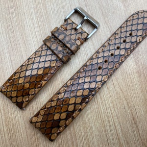 Bracelet de montre en cuir véritable serpent marron, bracelet de montre en cuir, bracelet de montre fait main 26 mm 24 mm 22 mm 21 mm 20 mm 19 mm 18 mm...14 mm