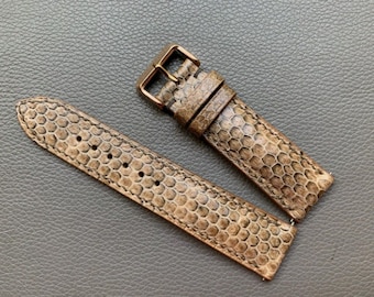 Brown Snake leather watch strap band, leather watch strap, handmade watch strap band 26mm 24mm 23mm 22mm 21mm 20mm 19mm 18mm 16mm 14mm