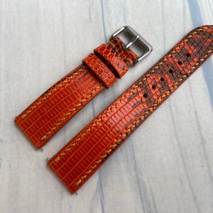 Bracelet de montre en cuir de lézard véritable orange, bracelet de montre en cuir, bracelet de bracelet de montre fait à la main 26mm 24mm 22mm 21mm 20mm 19mm 18mm 16mm 14mm