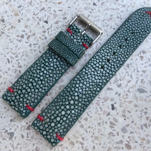 Green Genuine Stingray leather watch strap band, leather watch strap, handmade watch strap band 26mm 24mm 22mm 20mm...14mm