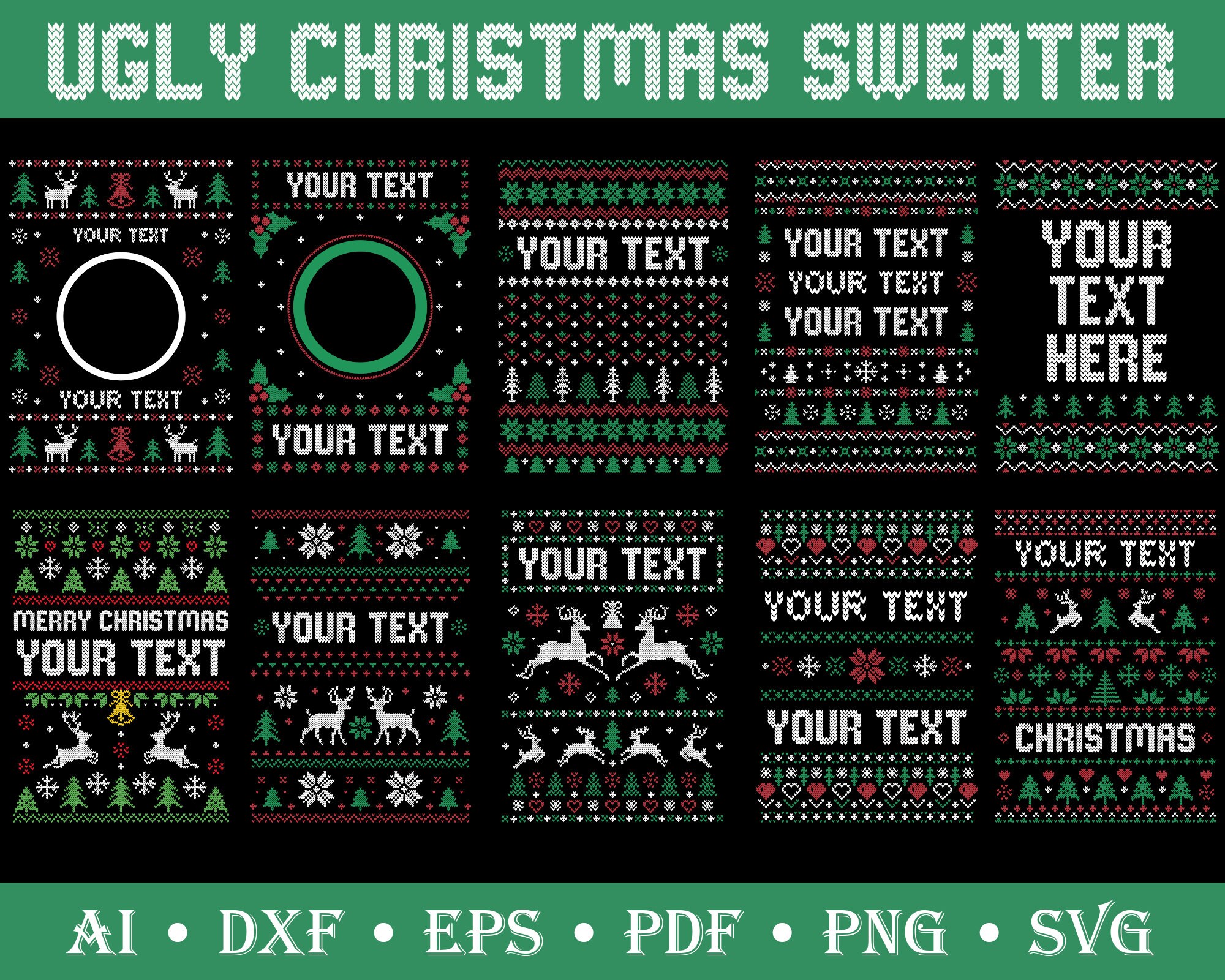 Ugly Christmas Sweater Svg Template - Etsy