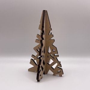 Tarjeta 3D personalizada con árbol de Navidad moderno. Regalo para buzón desplegable. Decoración de interiores. Recuerdo de madera