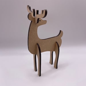 Renna Doe Biglietto di Natale 3D personalizzato. Regalo fai da te con cassetta delle lettere pop-up. Decorazione natalizia per interni. Ricordo in legno