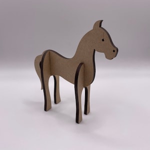 Tarjeta 3D personalizada con forma de caballo y poni. Regalo para buzón desplegable. Decoración de interiores. Recuerdo de madera. Adorno de animales para escritorio.