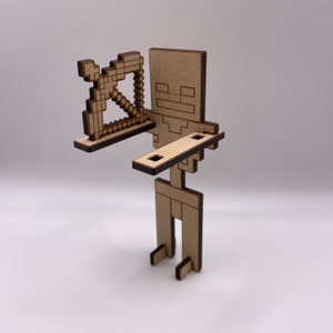Tarjeta navideña personalizada en 3D con esqueleto de píxeles. Regalo para buzón desplegable. Decoración de interiores. Recuerdo de madera