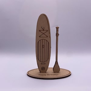 SUP Stand Up Paddle Board personalisierte 3D Karte. DIY Pop Up Briefkasten Geschenk. Innendekoration. Andenken aus Holz. Desktop SUP
