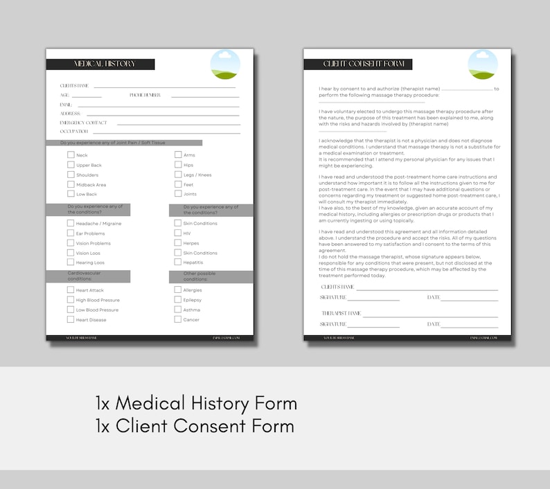 Printable Massage Therapist Forms Editable Massage Consent - Etsy