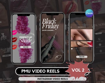 Permanent Makeup Instagram Reel Templates I Video Reels PMU I PMU artist I PMU Instagram I Instagram Post I Lip Blush Reels I Eyebrow Tattoo