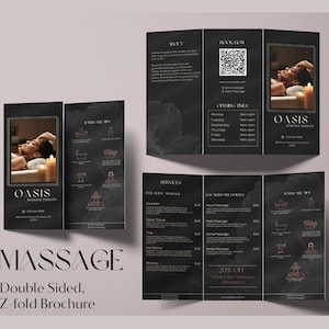 Massage Trifold Brochure I Massage Therapist Brochure I Printable Massage Brochure I Canva Brochure Template I Massage Business Brochure MV3