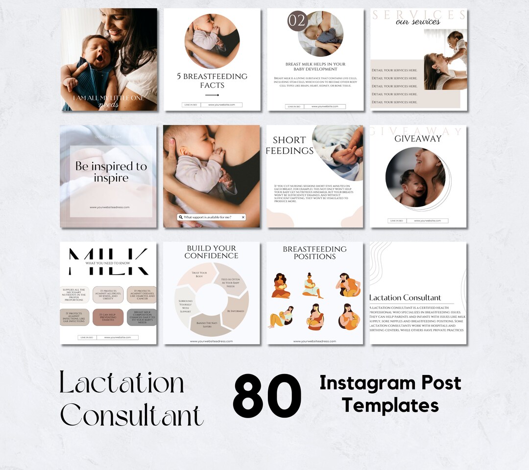 Buy 80 Instagram Post Templates for Lactation Consultant I ...