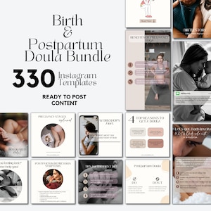 Pacchetto di modelli Instagram per doula per la nascita e il post-parto I Pacchetto di 330 modelli I Doula per la nascita I Operatore per la nascita I Scuola di nascita I Supporto post-parto