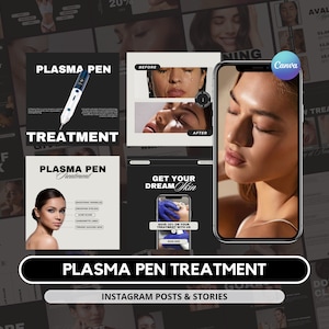 Szablony na Instagramie Plasma Pen I Szablony na Fibroblasty Plazmowe I Instagram na temat pielęgnacji skóry I Szablony na Kosmetyczkę I Post na temat pielęgnacji skóry