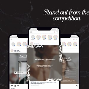 May include: A mobile phone screen showing a social media post for a giveaway. The post features a photo of a woman's face and the text "Enter and win a PRP treatment on us." The post also includes the text "GIVEAWAY" and "More details and how to enter in the caption".