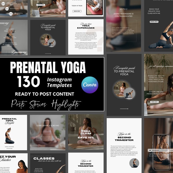 Prenatal Yoga Instagram I Pregnancy Yoga Templates I Yoga Teacher Instagram I Yoga Coach Templates I Pregnancy Yoga Social Media I Doula