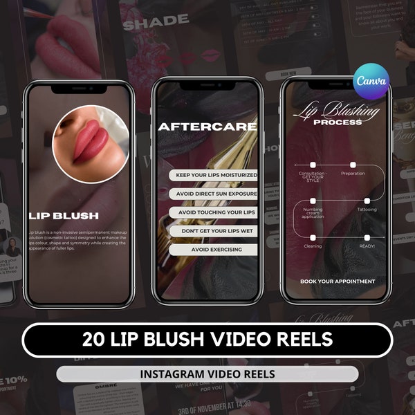 Lip Blush Instagram Reel Templates I Video Reels PMU I PMU artist I Lip Blush Instagram I Instagram Post I Permanent Makeup Instagram