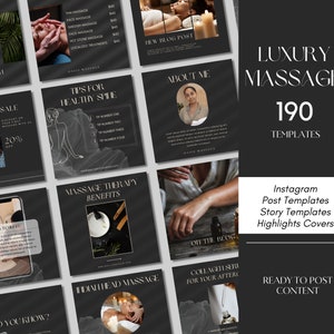 190 Massage Therapist Instagram Templates Bundle I Massage Instagram Template I Spa Instagram Template I Massage Therapist MV3