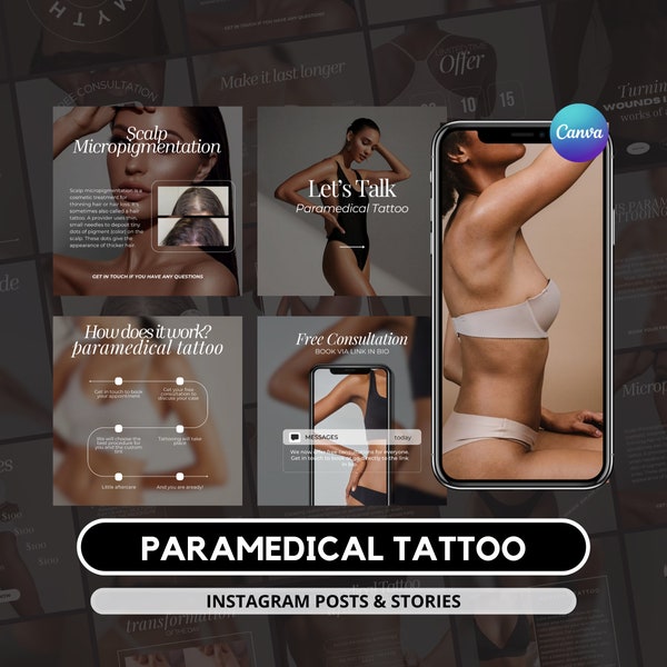 Paramedische tattoo Instagram-sjabloon I Littekencamouflage Instagram I Medische tattoo-post I Medische tattoo Sociale media I Tattoo-artiest