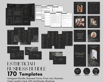 Esthetician Business Templates Bundle: Instagram, Business Card, Forms (Canva Editable, Digital Download)