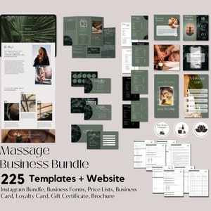 Pacchetto business per massaggi 225 modelli e modello di sito web Canva I Modelli per massaggi professionali Instagram I Modelli per massaggi aziendali MV2